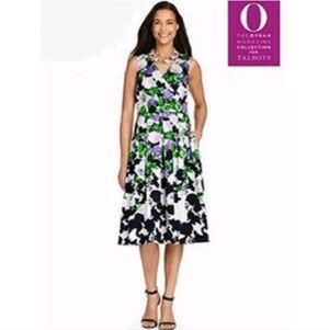 Talbots Oprah collection floral Garden Ketucky Derby midi dress Womens size 2